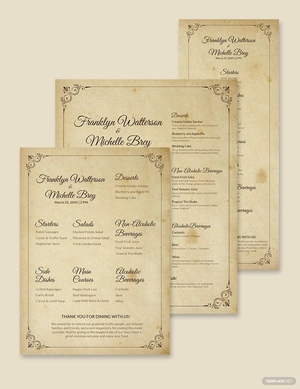 Vintage Wedding Menu Template