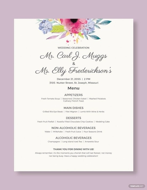 Wedding Flyer Menu template