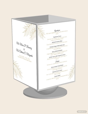 Wedding Table Tent Menu template