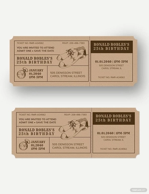 Vintage Birthday Ticket Template