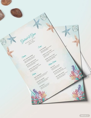 Beach Wedding Menu Template