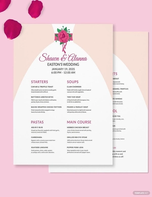 Bride Wedding Menu Template