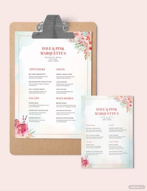 Cocktail Wedding Menu Template
