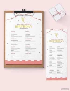 Disney Birthday Menu Template