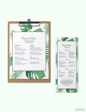 Tropical Wedding Menu Template