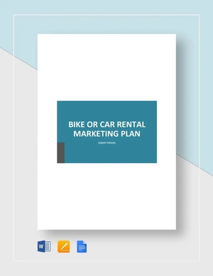 Bike or Car Rental Marketing Plan Template