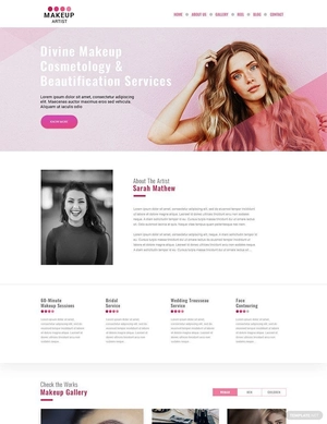 Makeup Artist PSD Landing Page Template
