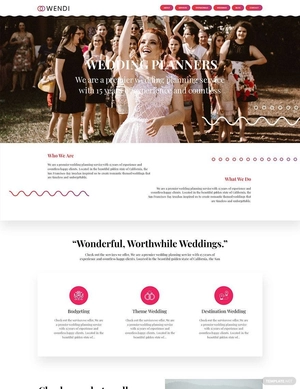 Wedding Planners PSD Landing Page Template