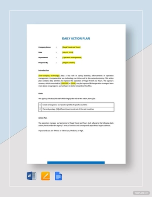 Daily Action Plan Template