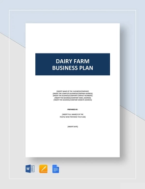 Dairy Farm Business Plan Template