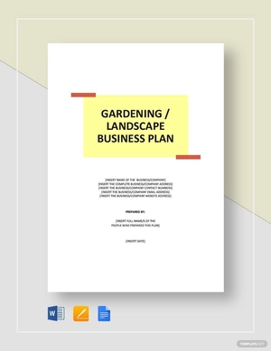 Gardening / Landscape Business Plan Template
