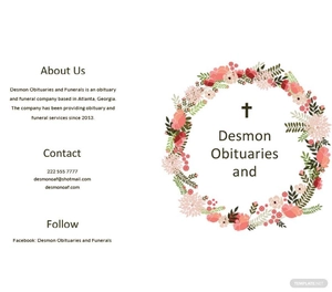 Catholic Floral Obituary Brochure Template