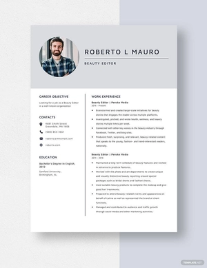 Beauty Editor Resume