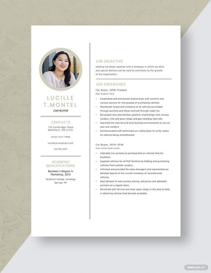 Car Buyer Resume