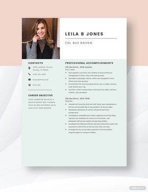 CDL Bus Driver Resume