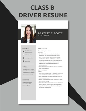 Class B Driver Resume