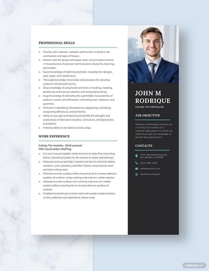 Ceiling Tile Installer Resume