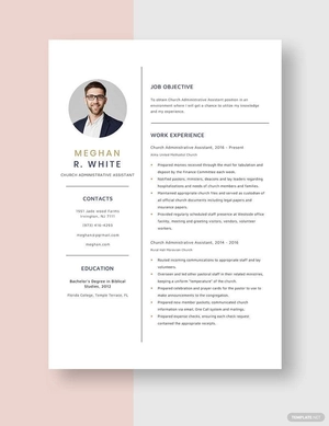 Church Administrative Assistant Resume