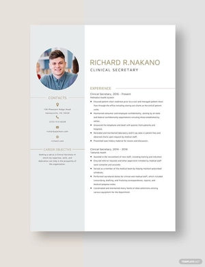 Clinical Secretary Resume