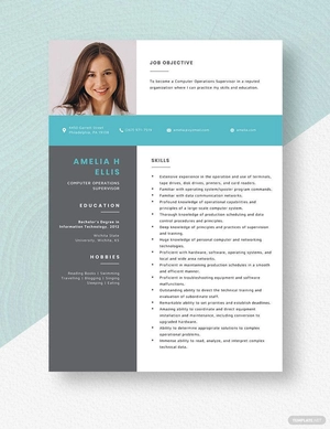 Computer Operations Supervisor Resume