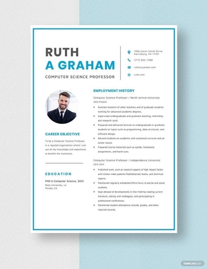 Computer Science Professor Resume
