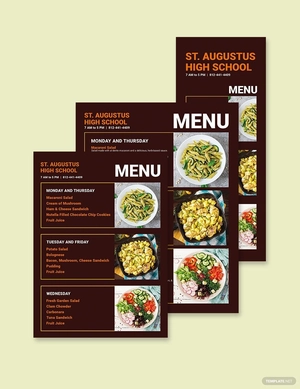 Downloadable School Menu Template