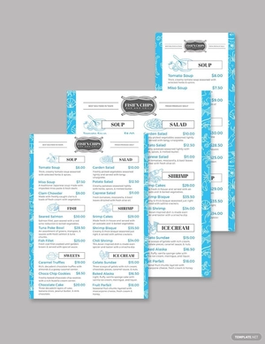 Fish & Chip Shop Seafood Menu Template