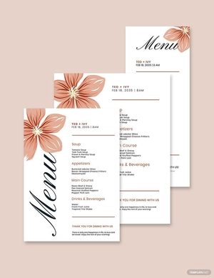 Formal Wedding Menu Template