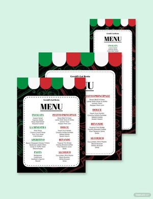 Italian Dinner Menu Template