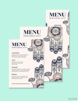Jewish Wedding Menu Template