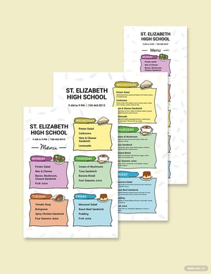 Kids School Menu Template