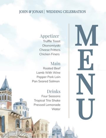 Free Mediterranean Wedding Menu Template to Edit Online