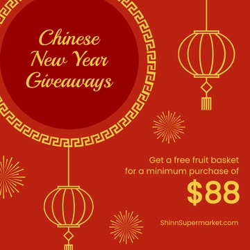 Free Chinese New Year Giveaway Linkedin Post Template to Edit Online