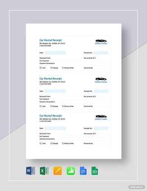 Car Rental Receipt Template