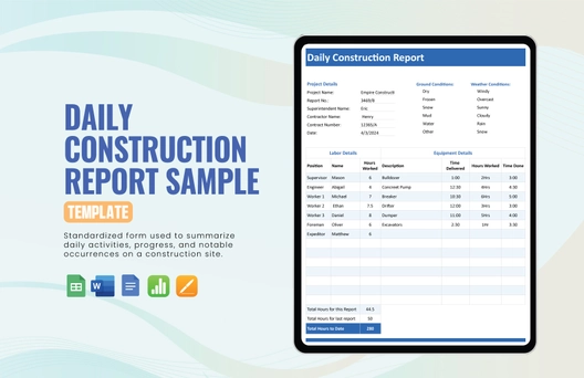 Daily Construction Report Sample