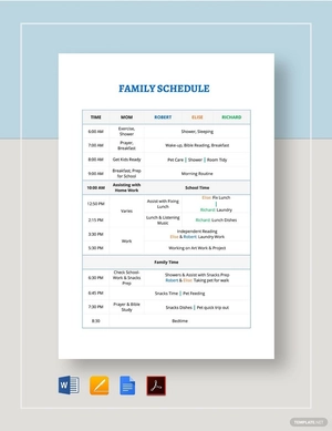Family Schedule Template