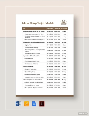 Interior Design Project Schedule Template