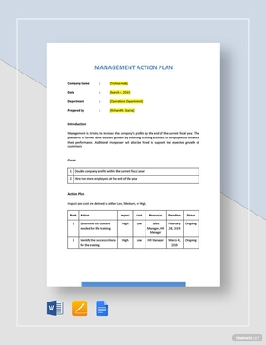 One Page Action Plan Template