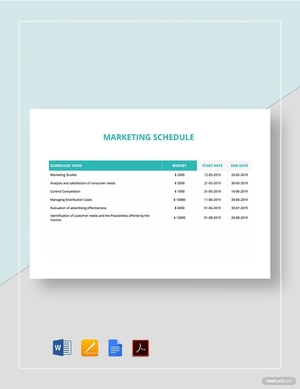 Marketing Schedule Template