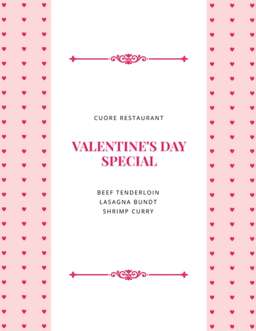 Free Valentine's Day Special Menu Template to Edit Online