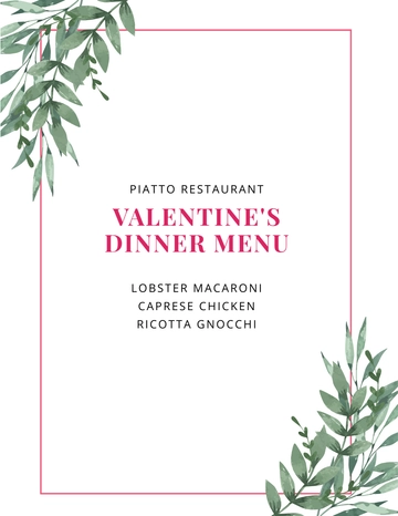 Free Valentine's Day Restaurant Menu Template to Edit Online