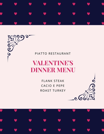 Free Valentine's Day Dinner Menu Template to Edit Online