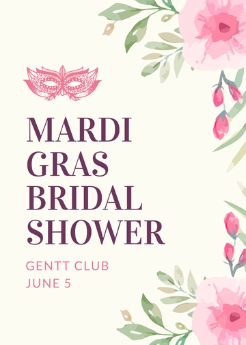 Free Mardi Gras Bridal Shower Invitation Template to Edit Online