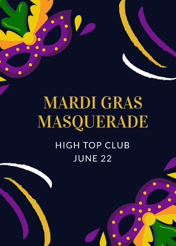 Mardi Gras Masquerade Invitation Template - Edit Online & Download