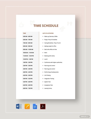 Time Schedule Template