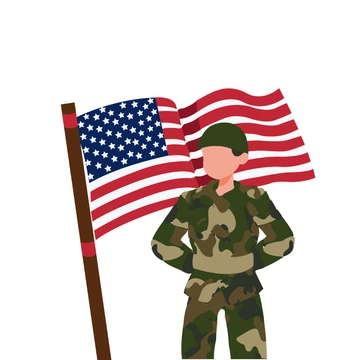 Free Military Waving American Flag Clipart Template to Edit Online