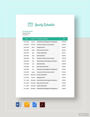 Yearly Schedule Template
