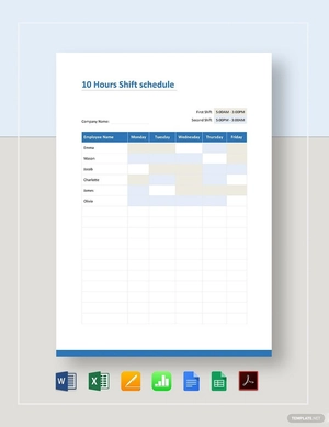 10 Hour Shift Schedule Template