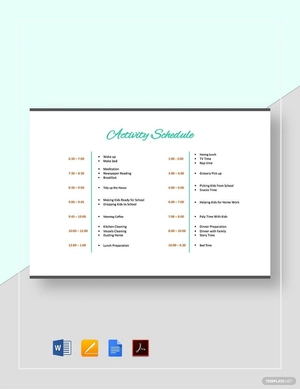 Activity Schedule Template Activity Schedule Template