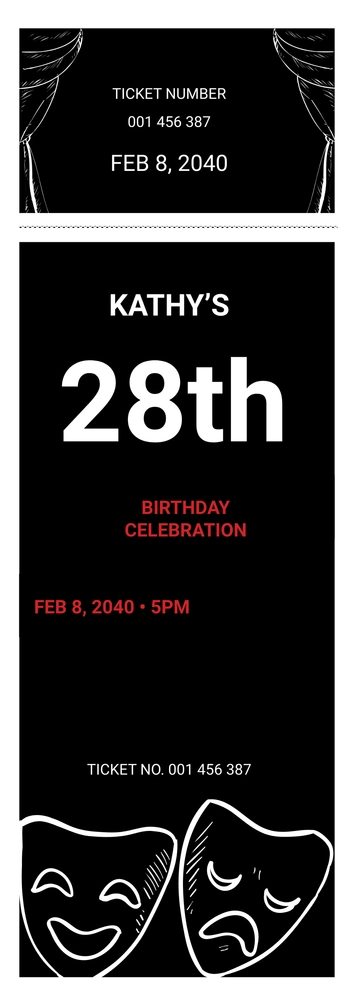 Free Theatre Birthday Ticket Template to Edit Online